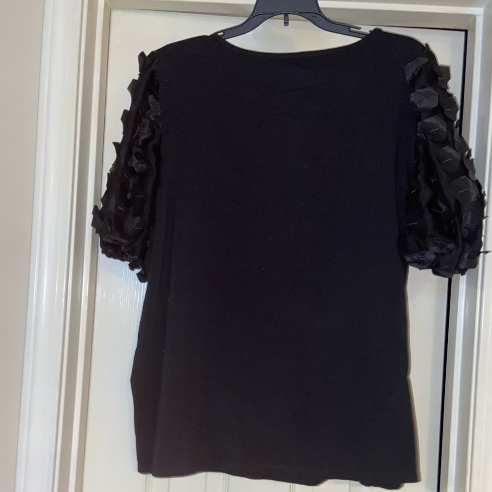 Love Black Textured Sleeve Blouse